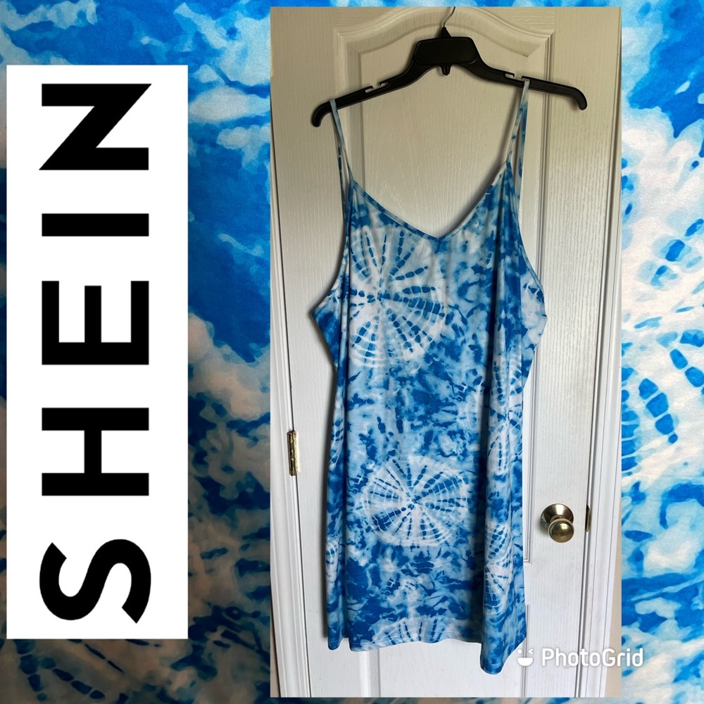 Shein nwot blue and white tie dye sundress 5x